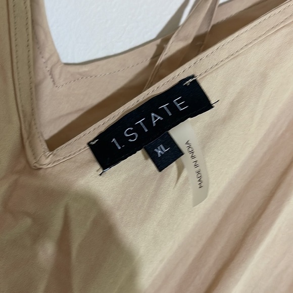 1. State Sleeveless Color BlockTiered Cotton Midi Dress XL Tan Black White - Picture 7 of 9